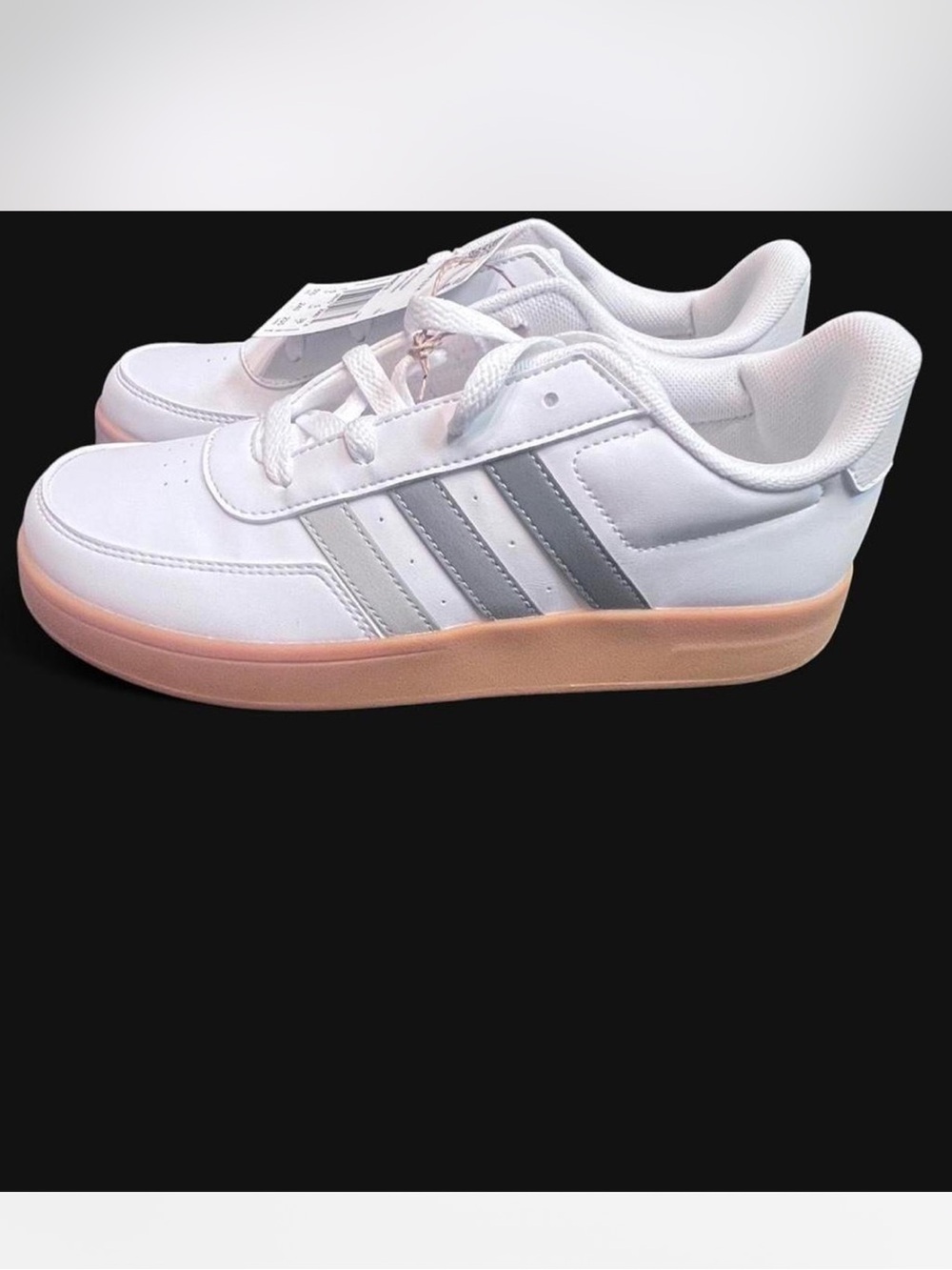adidas Breaknet 2.0 K White Gray Gum Low Top Lace Up Athletic Sneaker in Box